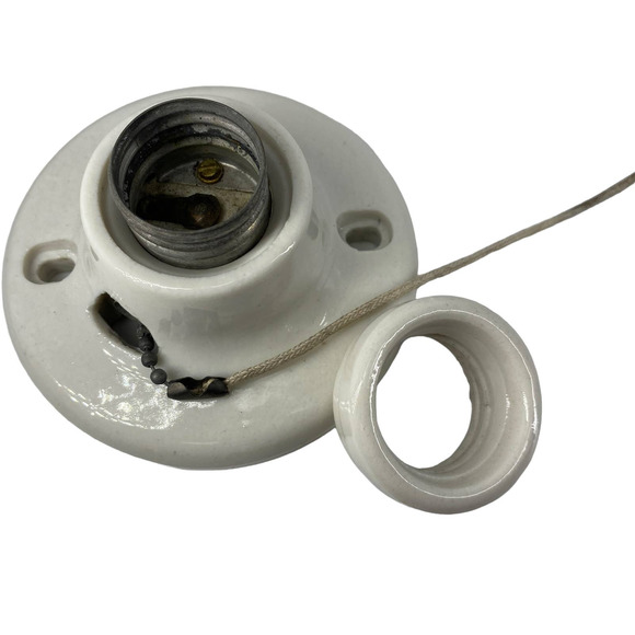 Vintage PAULDING Pull Chain Light Fixture Porcelain Wall Ceiling Mount 1621 250v - Picture 3 of 13